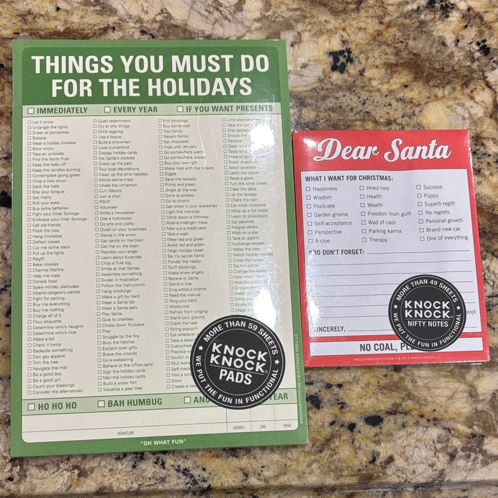 10/$30 Knock Knock Holiday Checklist and Santa Note Set